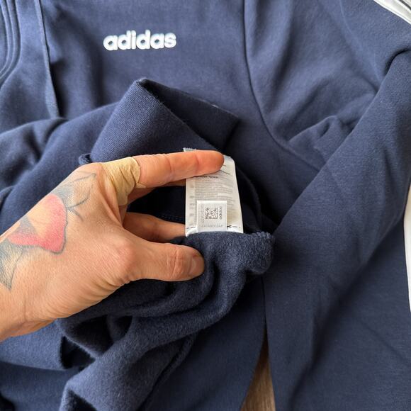 Adidas Essentials 3-Stripes Fleece Hoodie Men's XL Blue Full Zip Athletic 6052 - Picture 8 of 12